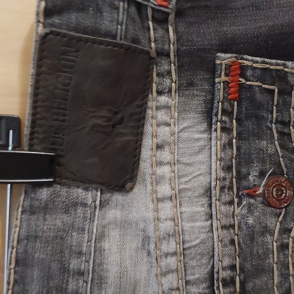 TRUE RELIGION RICKY RELAXED STRAIGHT JEANS SIZE 36 X 28 1/2 INSEAM FADED BLUE,RE - Picture 5 of 9